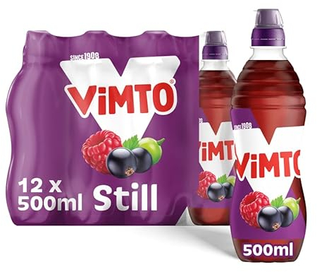 Vimto Original Real Fruit Juice for Rehydration, Blackcurrant, Grape & Raspberry Still Ready-to-go Multipack Drinks 500ml Bottles (case of 12)