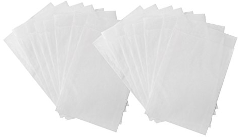 Kleine Flachbeutel Papier, 25 Stück: Papiertüten Weiß, Tüten Mini, Geschenktüte für Samen, Süßigkeiten & Gastgeschenke, Papierbeutel zum Befüllen, Samentütchen, Papiertütchen Lasche Flach, 4,5 x 6 cm