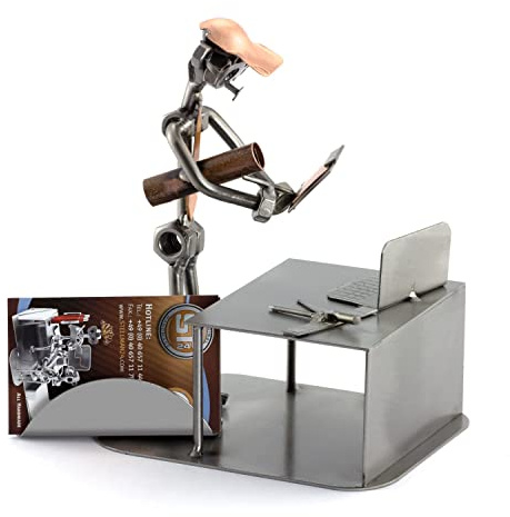 Steelman24 Schraubenmännchen Ingenieur mit Kartenhalter | Made in Germany,Handarbeit,Geschenkidee,Stahlfigur,Metallfigur,Metallmännchen