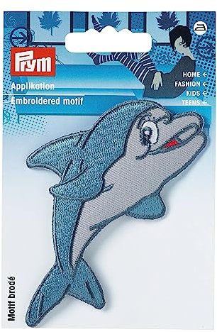 Prym 925246 Applikation Delphin, Polyester, blau, 56 x 110 mm