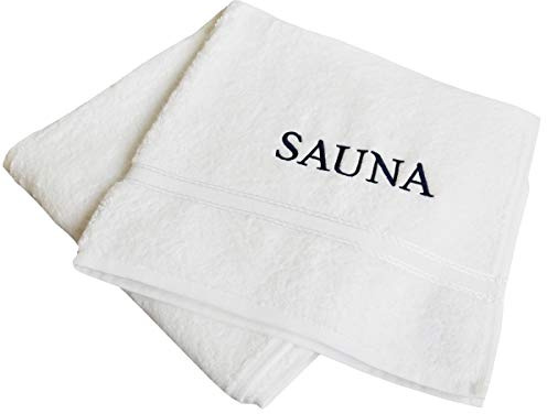framsohn Walkfrottier- Saunatuch mit Stick Sauna 67 x 200 cm Farbe: Weiß 100% Baumwolle
