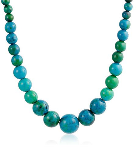 Bling Jewelry Classico Graduato Palla Perlina Rotonda Verde Blu Compresso Turchese Collana Filo Occidentale Gioielli Donna Argento Placcato Chiusura A Vite 18 Pollici