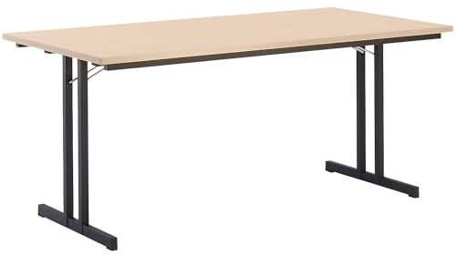 kaiserkraft | Klapptisch | mit extrastarker Platte | Höhe 720 mm | 1600 x 700 mm | Gestell schwarz | Platte Buche-Dekor