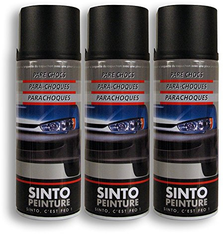 Sinto 9270978 - Pack 3 ex - Bombe Peinture Pare-Choc - Peinture Noir Satin - Aérosol 400 ML