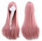 Parrucca con capelli lunghi e lisci, lunghezza: 80 cm, colore rosa, resistente al calore, ideale per cosplay e feste