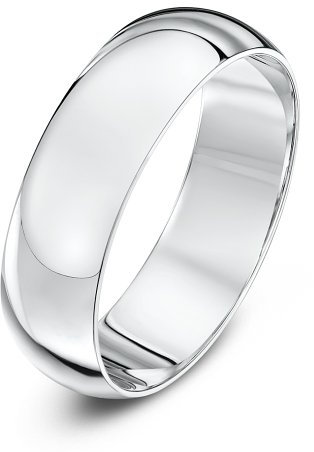 Theia Unisex Ehering 9 Karat Weißgold, Sehr Massive D-Form, poliert, 6mm - Größe 62 (19.7)