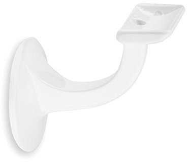 Handlaufhalter weiß gerade Auflage mit Stockschraube (glänzend)