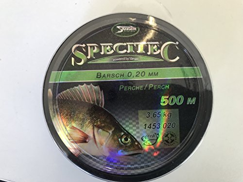 Specitec Barsch Schnur Ø 0,20mm -Farbe: Light green transparent - Angelschnur monofil Zielfischschnur