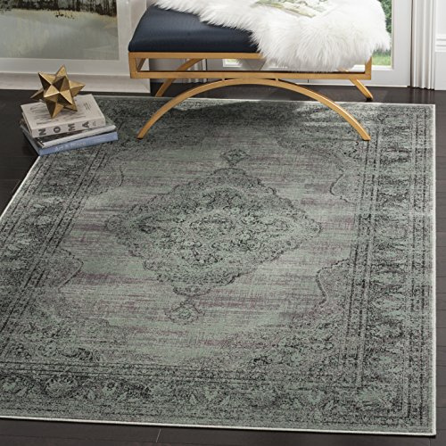 SAFAVIEH Area Rug 8x10 - Vintage Collection - Large - Light Blue, Viscose, Distressed Design, Slip Resistant, Ideal for Living Room, Bedroom, Office, Dining Space (VTG112-110)