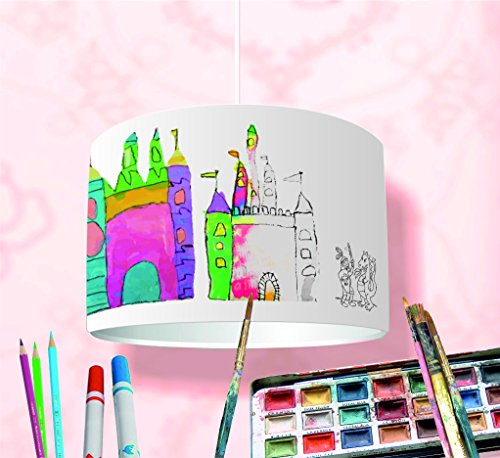 Bastelset DIY Lampenschirm -KL32- Lampenschirm bemalen ✓ 16-teiliger Bausatz ✓ Kinderlampe selbst gestalten ✓ Bastellampe für Kinder als Deckenlampe oder Stehlampe – Kinderzimmer-Lampe selber Machen