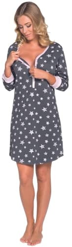 Italian Fashion Chemise de Nuit Allaitement | Pyjama Grossesse et Maternité | Pyjama Femme Enceinte pour la Maison et l’Hôpital | Tenue Maternité Accouchement à Boutons S-XXL