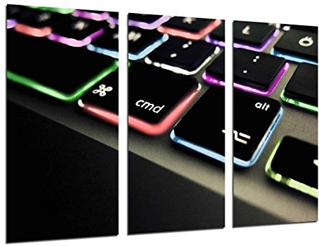 Wandbild - Computer, Computer-Tastatur, Apple, 97 x 62 cm, Holzdruck - XXL Format - Kunstdruck, ref.26526