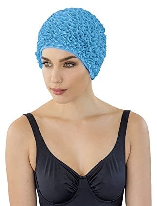 Fashy, Cuffia da Bagno Donna con Ruches, Turchese (Türkis)