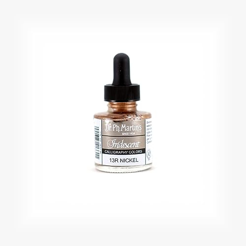 Dr. Ph. Martin's Iridescent Calligraphy Color (13R) Ink Bottle, 1.0 oz, Nickel, 1 Bottle