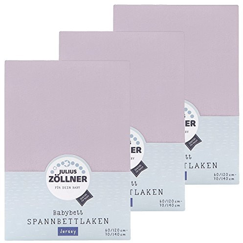 Julius Zöllner Spannbetttuch Jersey 70x140 / 60x120 Flieder 3er Pack