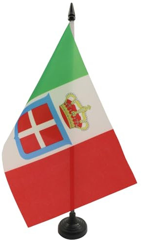 BANDIERA DA TAVOLO REGNO D'ITALIA CORONA 21x14cm - PICCOLA BANDIERINA REALE ITALIANA 14 x 21 cm - AZ FLAG