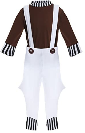 I LOVE FANCY DRESS Child's Factory Worker Set - Brown Long-sleeved Top and White Dungarees - Perfect for Any Event