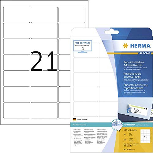 HERMA Haftetiketten Movables/10007 63,5x38,1 mm weiß Inh.525