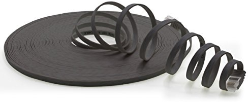 10m - CAT6 Flach Netzwerk Patch-Kabel (schwarz - 1 Stück) 1000 Mbit/s Gigabit LAN-Flachkabel CAT.6 Slim Micro Verlegekabel