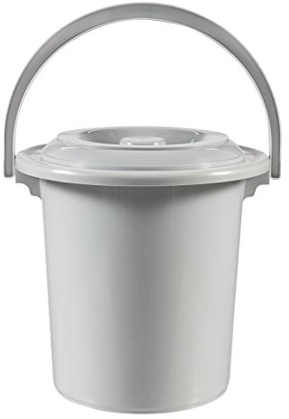 Curver 5502650 Eimer mit Deckel 10L in hellgrau, Plastik, 31 x 31 x 32 cm