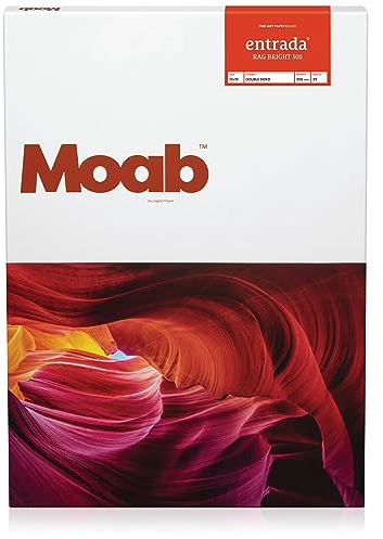 Moab Entrada Rag Bright ERB300131925 Papier aus Baumwolle für Tintenstrahldrucker, 3, zweiseitig, 300 g, Hochglanz, 25 Blatt