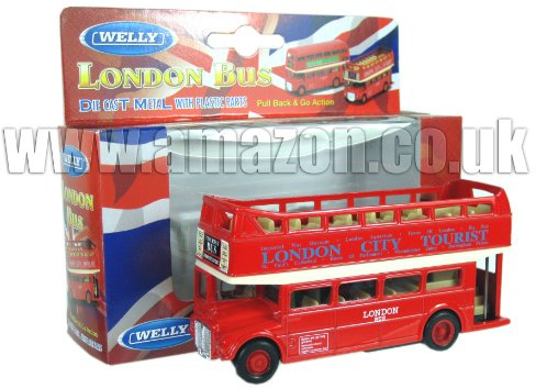 Diecast London Open Top Bus - Pull Back and Go Action