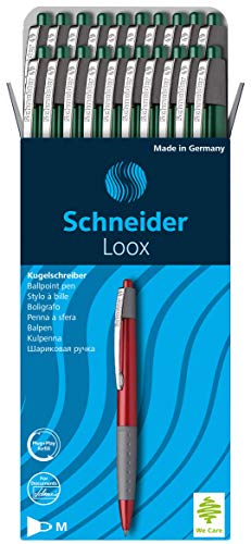 Schneider 135504 Loox Kugelschreiber (Schreibfarbe: grün, Strichstärke M, Druckmechanik, dokumentenechte Mine) 20er Packung grün