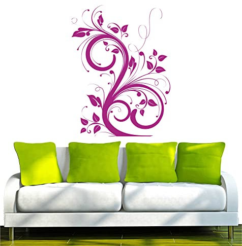INDIGOS UG - Wandtattoo Wohnzimmer - Wandaufkleber schöne Tribal Blatt 96x72 cm violett w659 - Aufkleber Kinderzimmer Schlafzimmer Küche Badezimmer Büro Dekoration