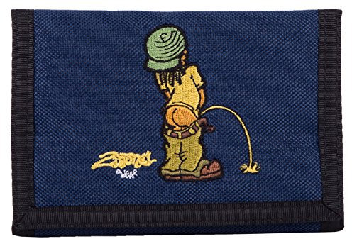2Stoned Geldbörse Wallet Unisex Navy Blau mit Klettverschluss, Stickmotiv Pi-Boy, aus Polyester