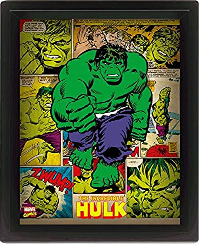 Pyramid International Hulk 10x8 Gerahmtes 3D Poster, PET und Tinte Wird der Rahmen aus PS, Mehrfarbig, 29 x 25 x 5 cm