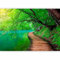 murando - Papier peint panoramique paysage 350x256 cm - Revêtement mural décoration pour chambre salon - Design moderne - Turquoise vert marron beige - Arbres paysage nature c-A-0073-a-b