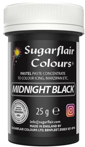 Sugarflair Food Colouring Paste Midnight Black, Pastel Highly Concentrated Food Colouring for Buttercream, Sugar Paste, Royal Icing, Cake Decorations and More! Vibrant Colour Food Dye! - 25g