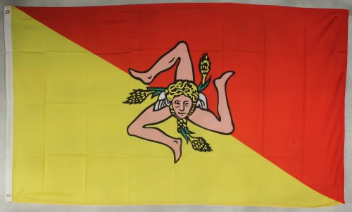 Buddel-Bini Flagge Fahne ca. 90x150 cm : Sizilien Italien Sizilienflagge