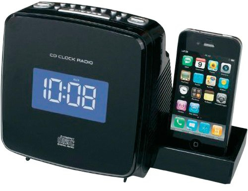 Soundmaster URD810IPH PLL-Uhrenradio mit MP3-CD/Apple iPod/iPhone Docking/Superkompakt