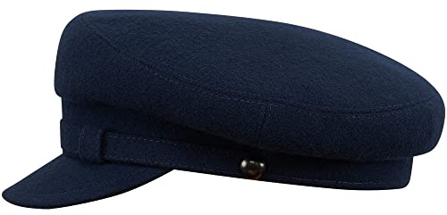 Sterkowski Maciejowka Model 2 | Wolle Schirmmütze für Herren und Frauen | Elbsegler Fiddler Cap 57 cm Dunkelblau