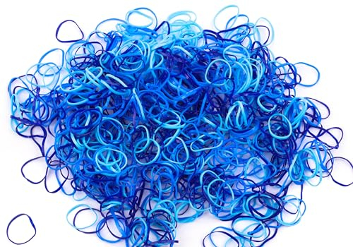 Mytoptrendz® 1000 pcs Small Braiding Ultra Elastic Ponytails Hair Bands Blue