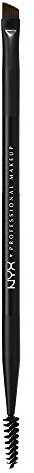 NYX Professional Makeup Brocha para cejas Pro Dual Brow Brush, Dos lados: cepillo espiral y cepillo en ángulo, Negro