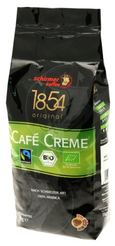 Schirmer Kaffee Cafe Creme Fairtrade, ganze Bohnen, Kaffeebohnen, 1000g
