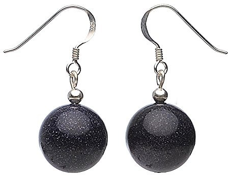 Ohrringe Ohrhänger aus Blaufluss dunkel blau Ohrschmuck Damen Ø 14mm