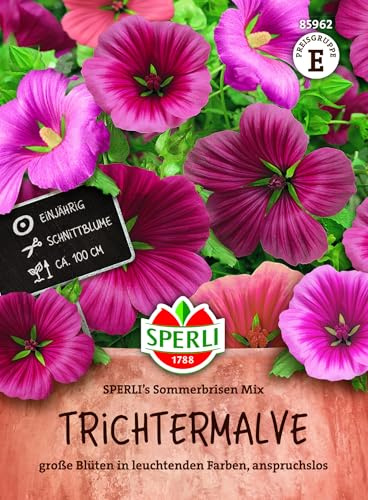 Sperli Trichtermalvensamen SPERLI's Sommerbrisen Mix 85962, Blumensaat | Rosa Blütenmischung für Beet und Rabatten, lange blühende Sommerblume für sonnige Standorte, als Schnittblume