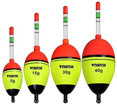 THKFISH Posen Set, 5 Stück Leuchtend Angeln-Schwimmt Posen, Eva Angelposen Set mit 10 Glühen Sticks, Nacht-Angeln Bobber Float für Crappie, Hecht, Barsch, 5g/15g/30g/40g