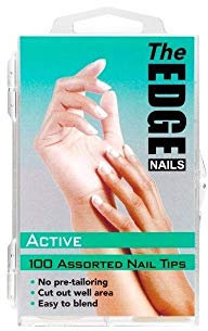 THE EDGE Active Nail Tips Assorted Sizes 1-10 (100 Pack) - Strong Nail Tips