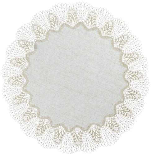 Plauener Spitze 4048L_14_60 Tischdecke Oslo L, Größe 60 cm, rund