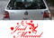 (28x16cm) kupfer-metallic (gespiegelt) - Z455 'Just Married' - Autoaufkleber Spruch lustig Heckscheibe Motorhaube Autofolie