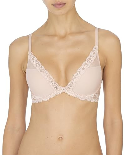 Natori Women's Feathers Contour Plunge Bra, Cameo Rose, 32DD