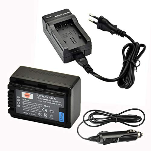 DSTE VW-VBK180 Ricambio Batteria + DC106E Caricabatteria Compatibile per Panasonic SDR-T55 SDR-S50 SDR-S70 S71 SDR-S50 SDR-T50 HC-V10 HC-V100/V100 M/HC-V500