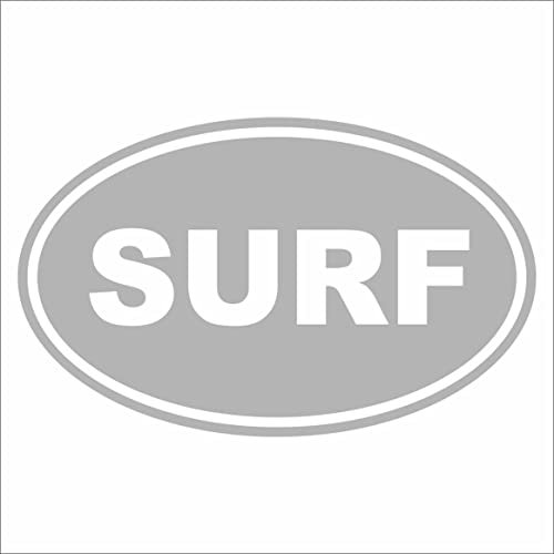 INDIGOS UG Auto Aufkleber SURF Euro OVAL - Surfing - Silber - 139mmx86mm - Autoaufkleber - Tuning - Sticker - Heckscheibe - Fahrrad - Motorrad - UV beständig