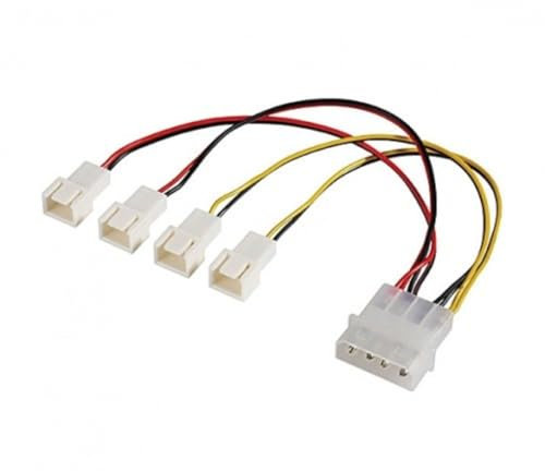 Akasa Multi-fan Adapter with Speed Reduction | 4 pin PSU Molex | Four 3-pin Fans (Speed Reduction on 2 Fans) | AK-CB001