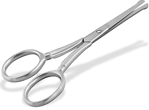 Bartschere Haarschere Schnurrbartschere gerade mit abgerundeten Enden 9 cm | Schere aus Rostfreiem Edelstahl für die Bartpflege