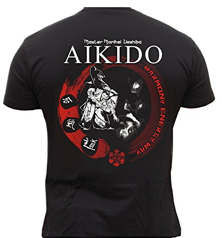 Dirty Ray Arts Martiaux Aikido Master Morihei Ueshiba t-shirt homme DT20 (L)